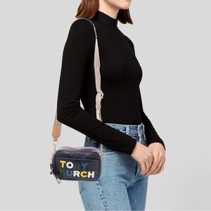Authentic Tory Burch Women’s Belt Bag in Navy with Colorful Letters